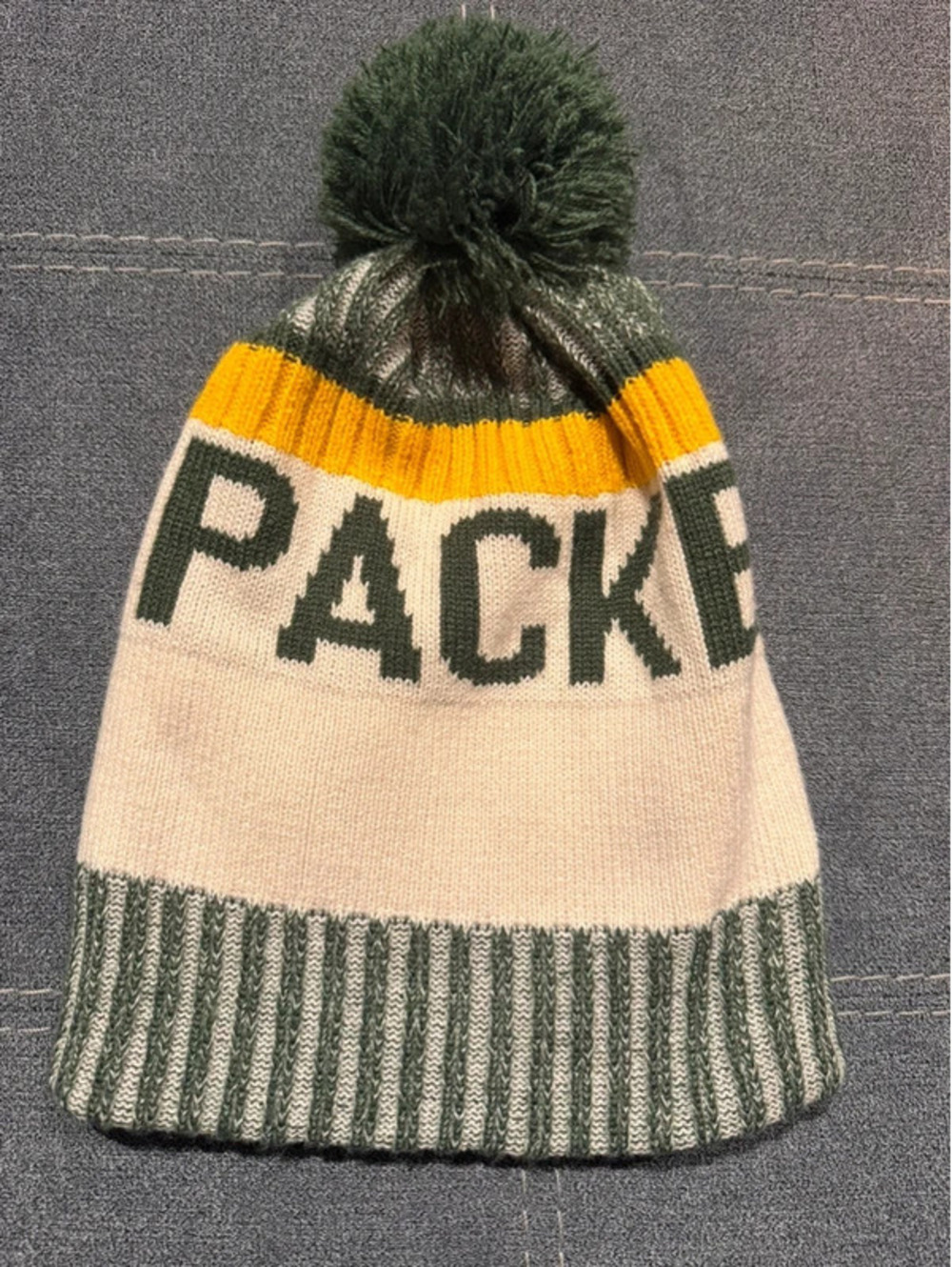 Green Bay Packers NFL Beanie Knit Hat Cuffed Cream Green Gold G Logo Adult